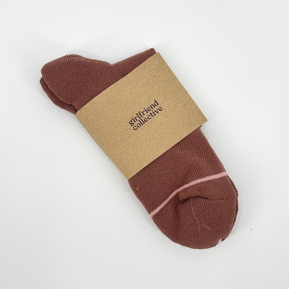 SET OF 2‎ Girlfriend Collective Please Recycle Crew Socks Terracotta Size 2 NWT - Picture 2 of 5